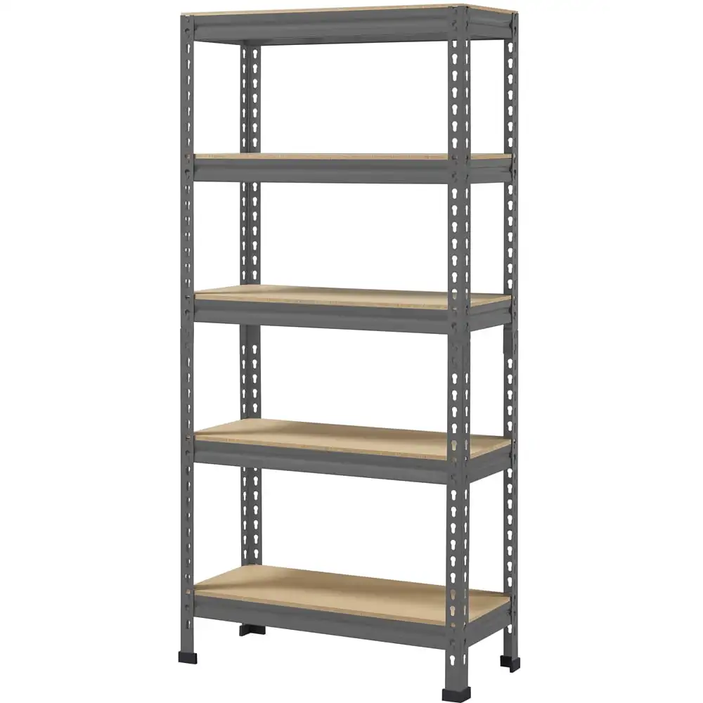 

Adjustable 12"W x 27.6"D x 59"H 5-Shelf Metal Frame Freestanding Shelves, Dark Gray