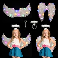 white feather angel led glowing wings hairband heart fairy wand masquerade costume cosplay prop accessories birthday party gifts