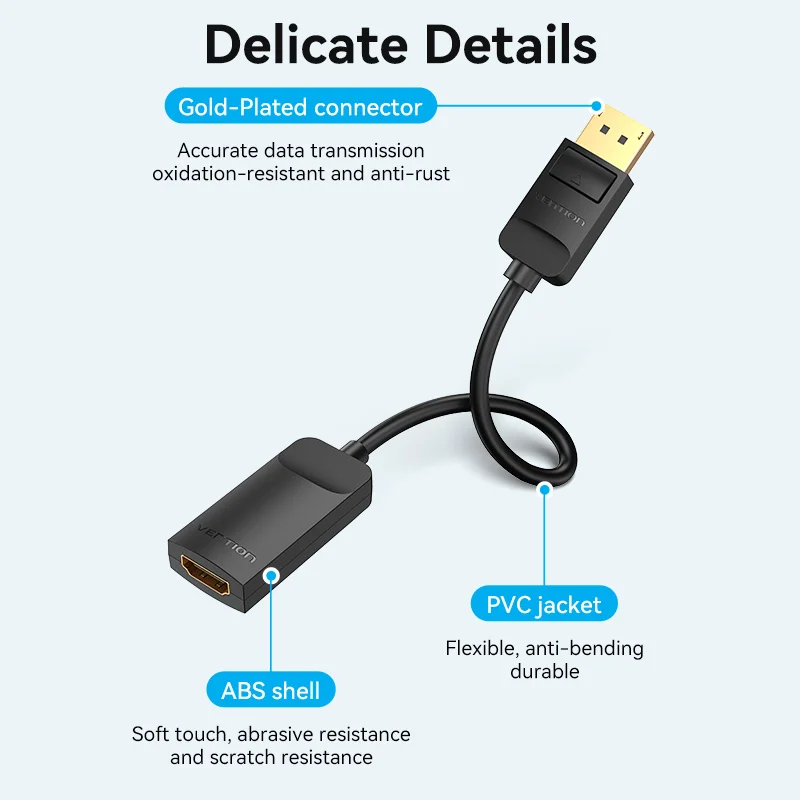 Адаптер Vention DisplayPort to HDMI 4K Male DP to HDMI Female