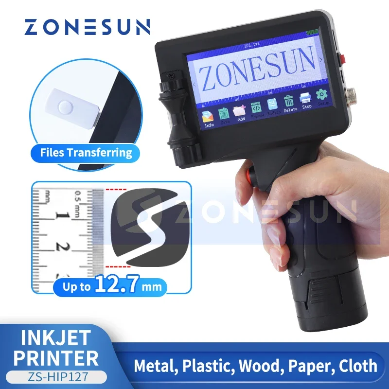 ZONESUN ZS-хип127 портативный струйный принтер QR штрих-код партии Дата номер логотип
