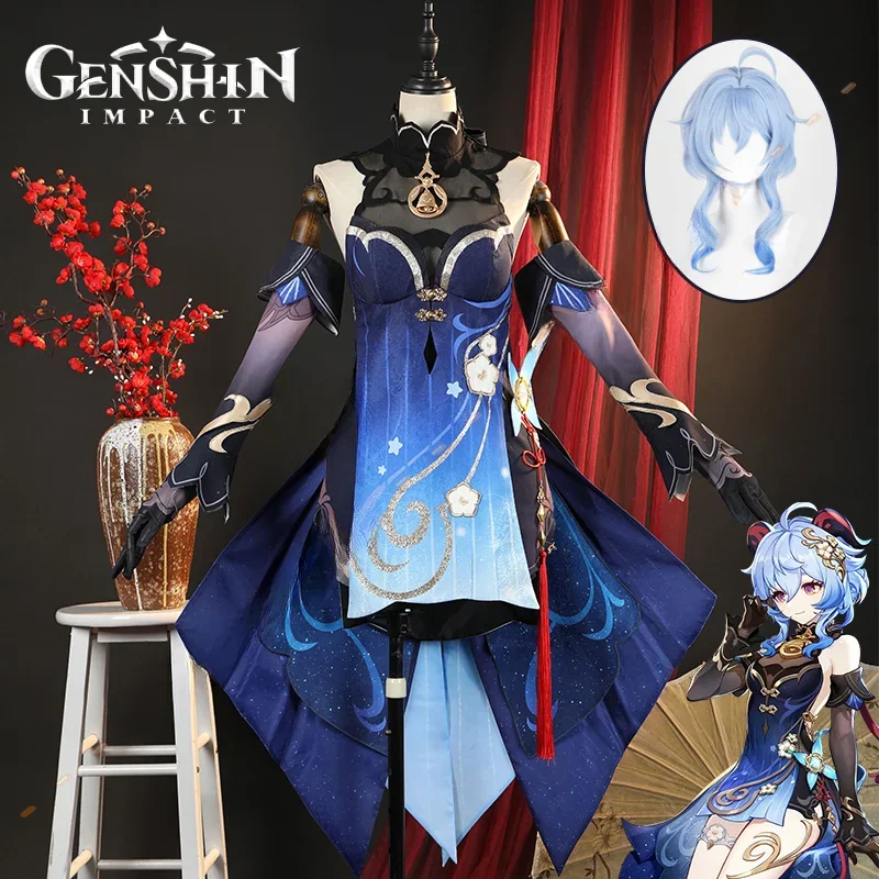 Женский костюм для косплея Ganyu парик Genshin ударопрочное платье униформа в виде