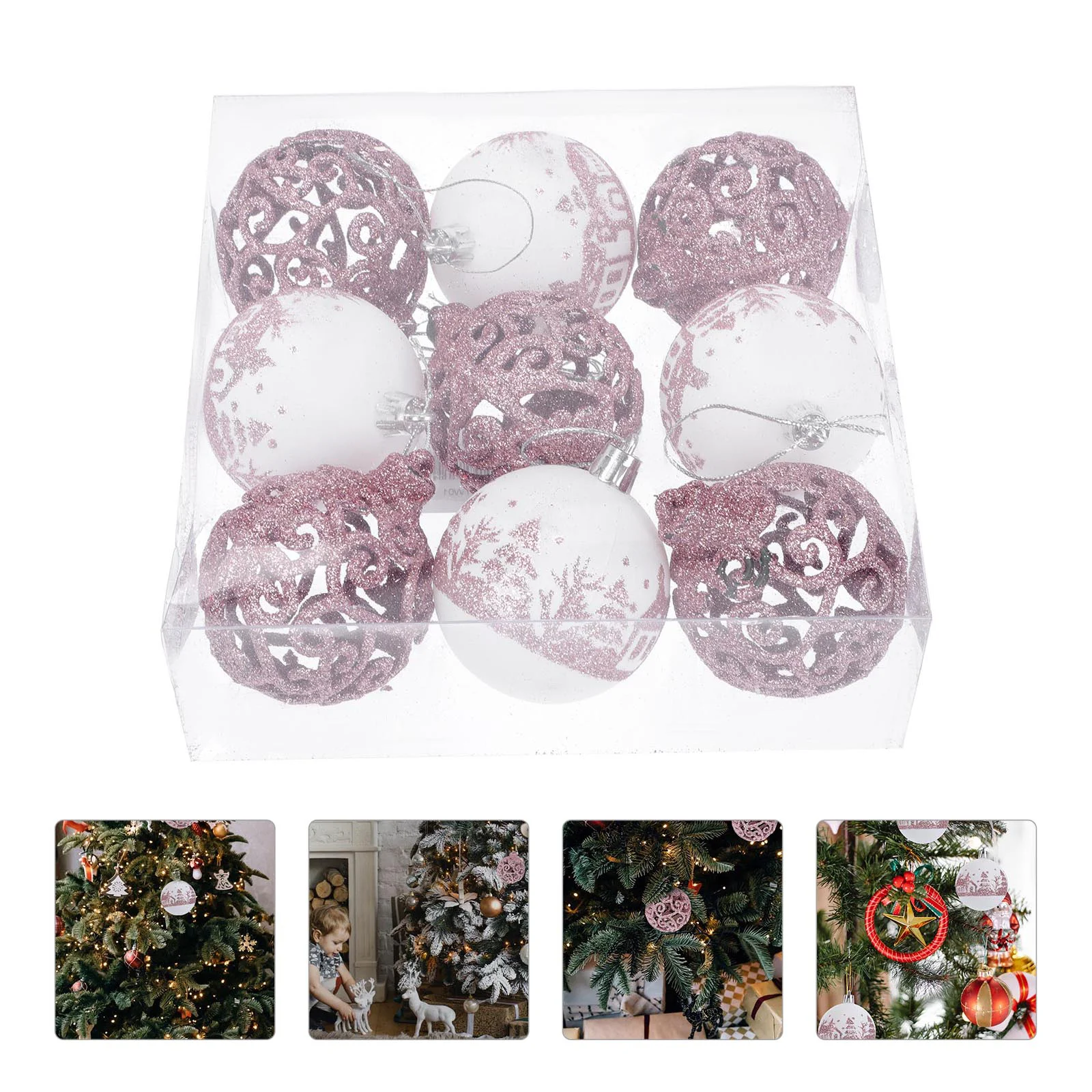 

9 Pcs Decorative Ball Xmas Tree Ornament Christmas Hanging Adornment Mirror Trim Accessory Festival Shiny Scene Decoration