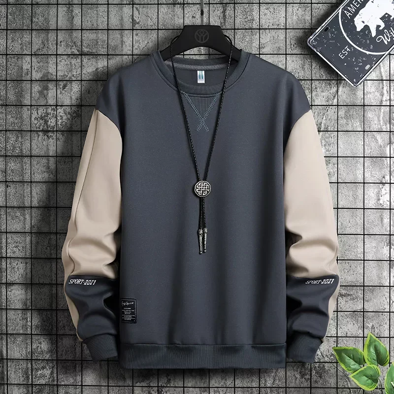 

2022 Autumn Spring Men's Hoodies Hip Hop Fashion Pullover Streetwear Patchwork Sweatshirts 5XL PlusSize Crewneck Sweatshirt