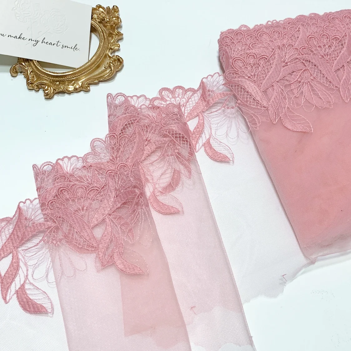 

15 Yards Pink Embroidery Lace Trim DIY Bra Sewing Accessories Embroidered Lace Fabric for Dress Crafts Lignerie Needle Work