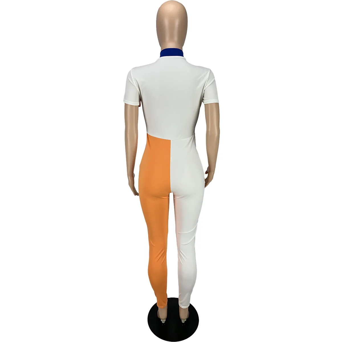 Женский комбинезон на молнии повседневный Облегающий контрастной расцветки в