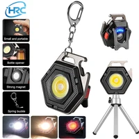 portable led work light mini keychain flashlight usb rechargeable cob lamps strong magnet bottle opener outdoor camping lights