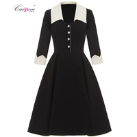 2022 spring womens black and white square collar single row button waist and large swing dress dresses for weddings as a gust