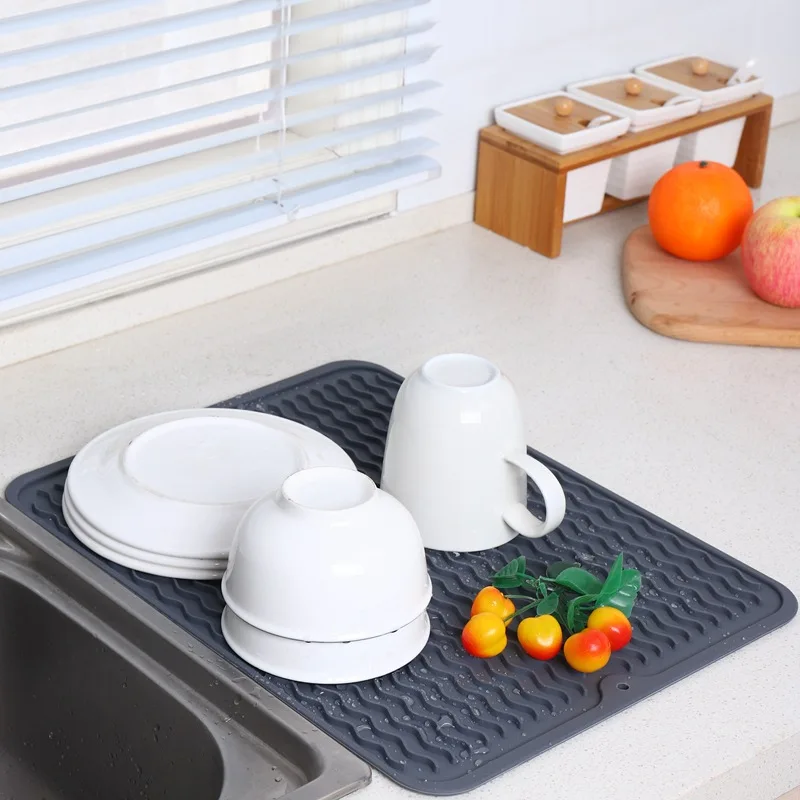 

Silicone Dish Drying Mat Drain Pad Water Filter Table Placemat Kitchen Heat Resistant Counter Protection Durable Kitchenware