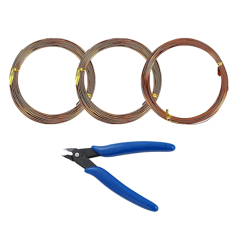 

3 Rolls Brown Bonsai Wires, With Wire Cutter Aluminum Wire For Shaping Styling Indoor Bonsai Trees