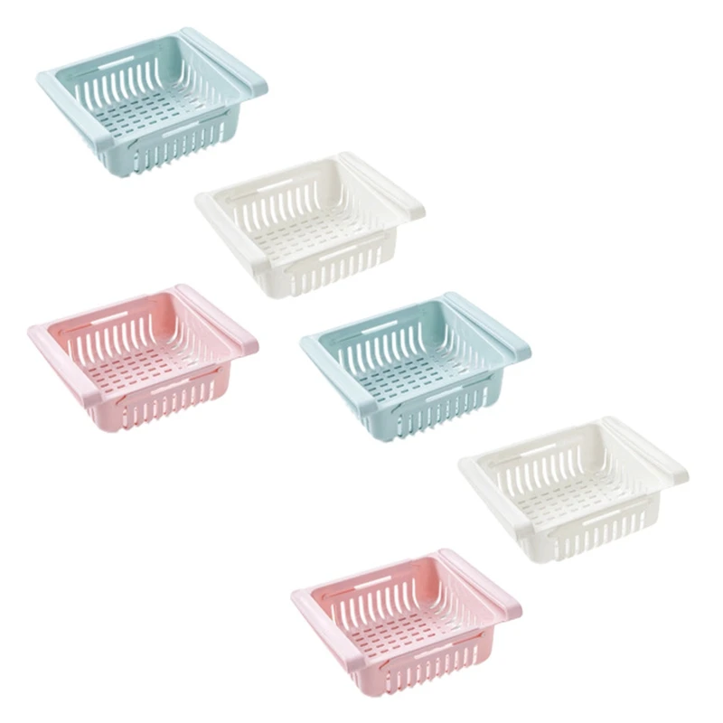 

6Pcs Fridge Storage Box,Fridge Shelf Holder Storage Box Pull-Out Drawers Fresh Spacer Layer Storage Rack