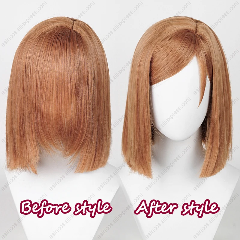 Парик для косплея Nobara Kugisaki 32 см короткие волосы термостойкие синтетические