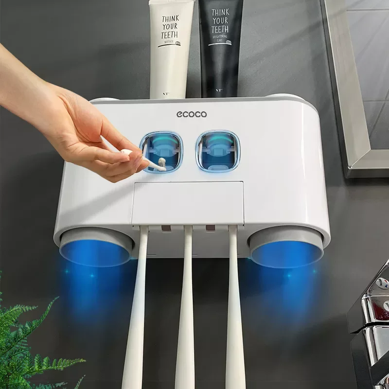 

NEW Automatic Toothpaste Dispenser Bathroom Accessories Set Toothbrush Holder Set with 4 Cups Toothpaste Squeezer Toothbrush Sto