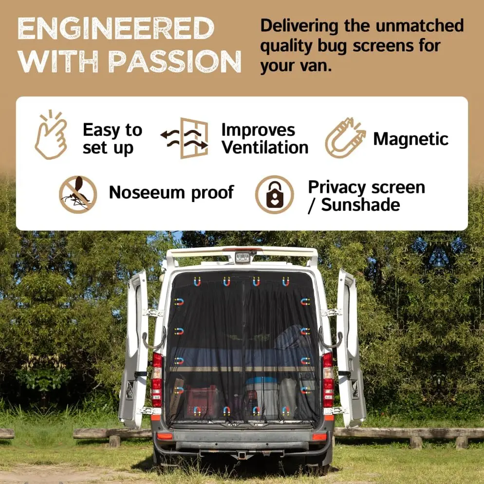 Москитная сетка задней двери с центральной застежкой-молнией для Mercedes Benz Sprinter Ford