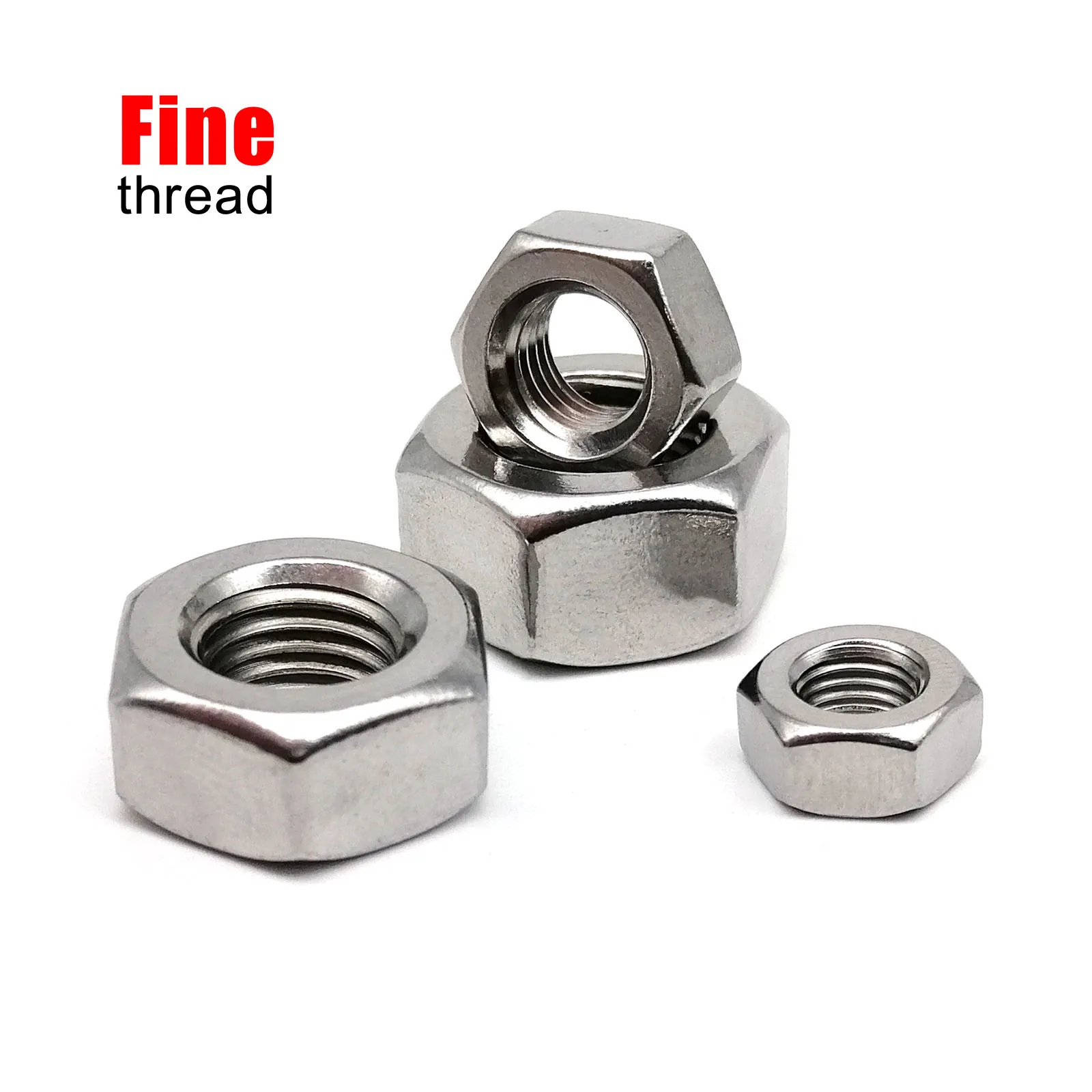 

1/2/5/10pcs Fine Thread M3 M4 M5 M6 M8 M10 M12 M14 M16 M18 M20 M22 M24 DIN934 304 A2-70 Stainless Steel Hex Hexagon Nut