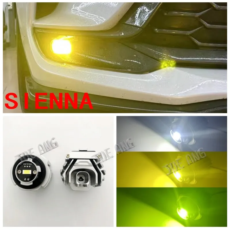 

2pcs Car LED Fog Light Bulbs DRL Lamp Dual Colors White Yellow green Bar spotlight refit For Toyota GRANVIA 2021 2022 2023 2024