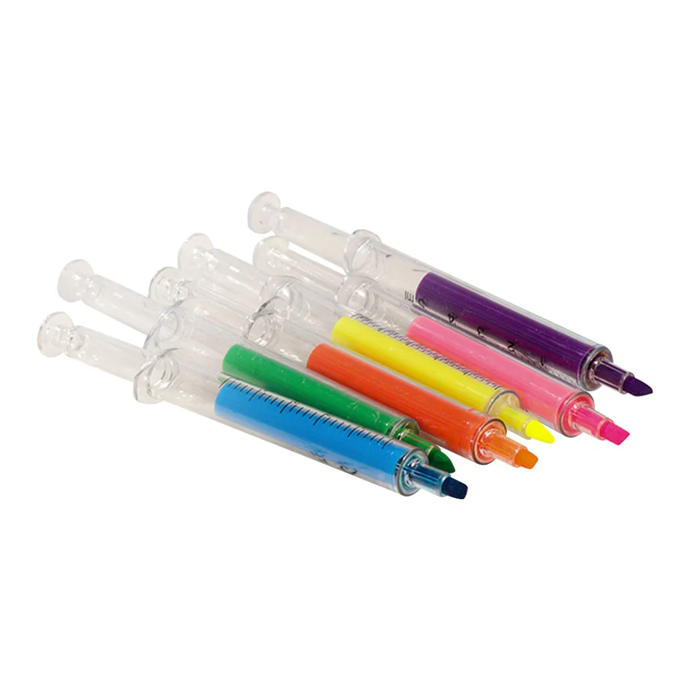 

24 Pcs Fluorescence Syringe Highlighter Nurse Ink Marker Plastic Household Pens Supply Markers