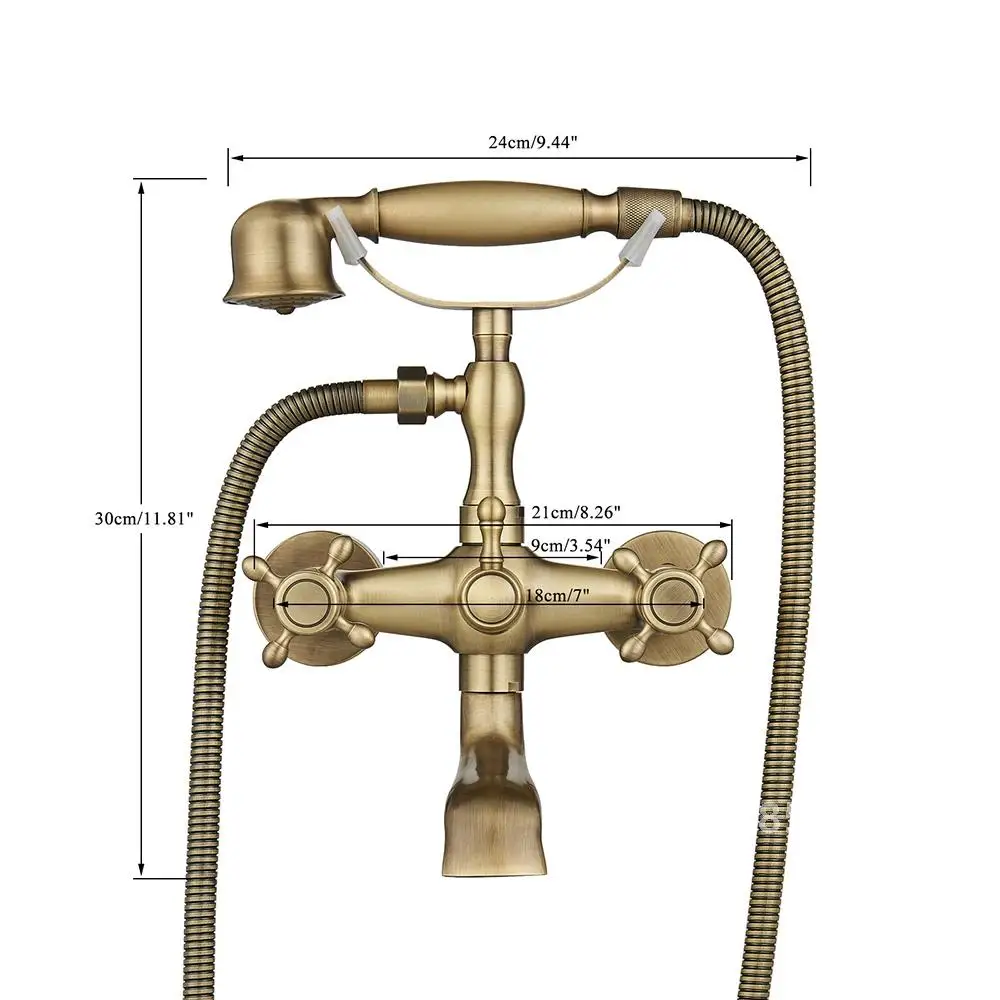Onyzpily Смеситель для душа ванны Античный ORB Золотой стиль телефона Спрей Настенный