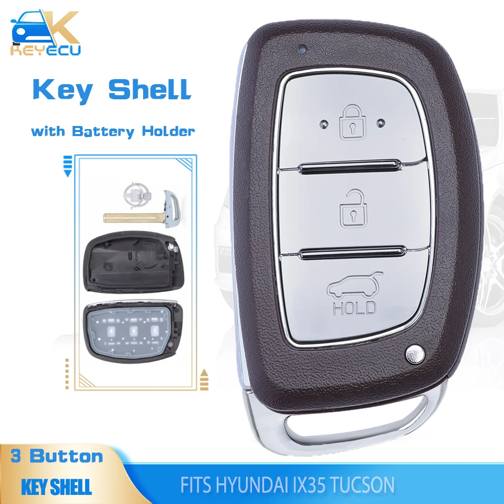 

KEYECU 3 кнопочный умный дистанционный ключ оболочка для Hyundai IX25 IX35 Tucson Elantra Sonata Verna (с держателем Battry)