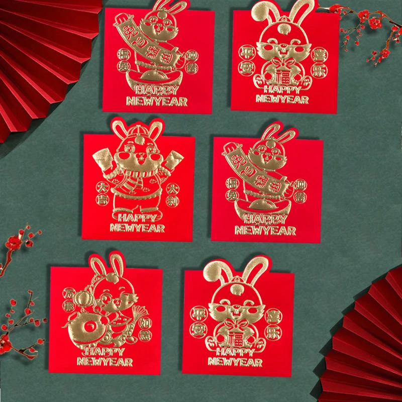 

12Pcs 2023 Year Of The Rabbit Spring Festival New Year Personalized Red Packet Chinese Red Envelopes For New Year Greetings