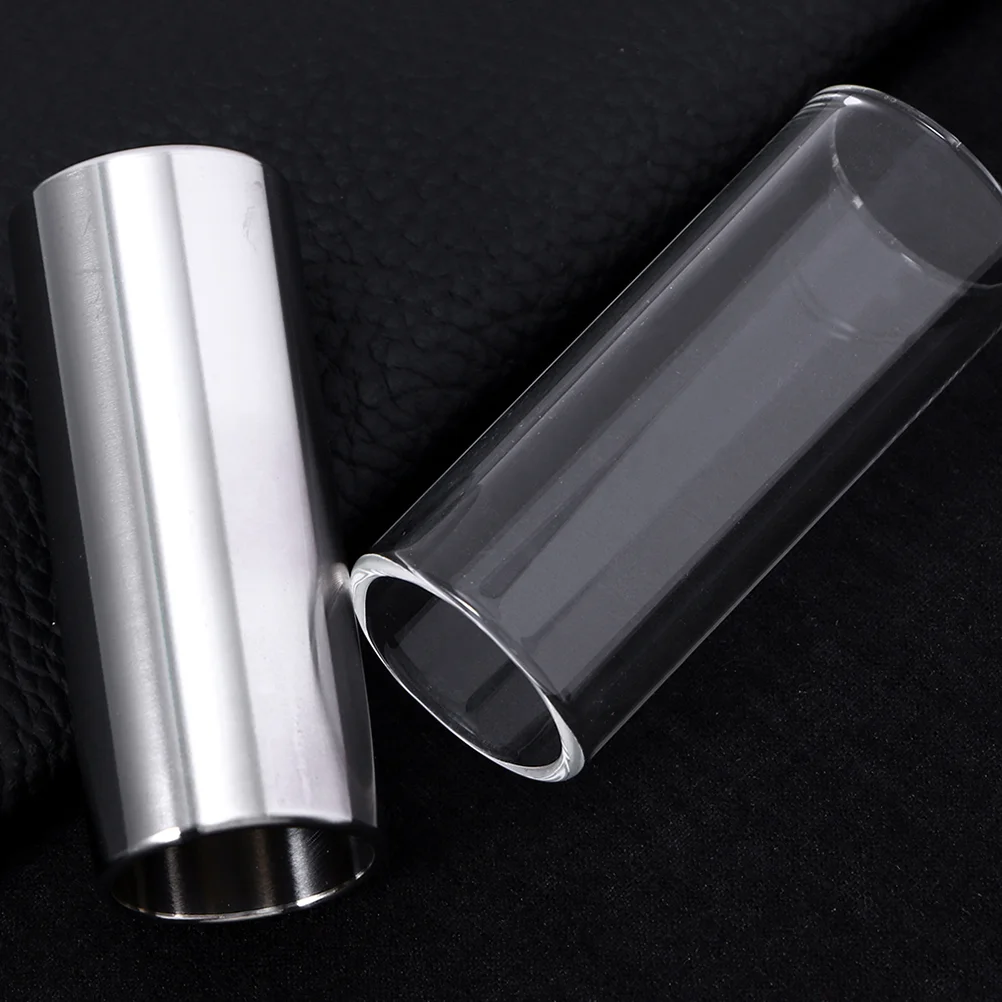 

2pcs Guitar Slide Glass Slide Stainless Steel Slide 70mm Bottleneck Guitar Slide Ring Guitar for Guitar Bass (
