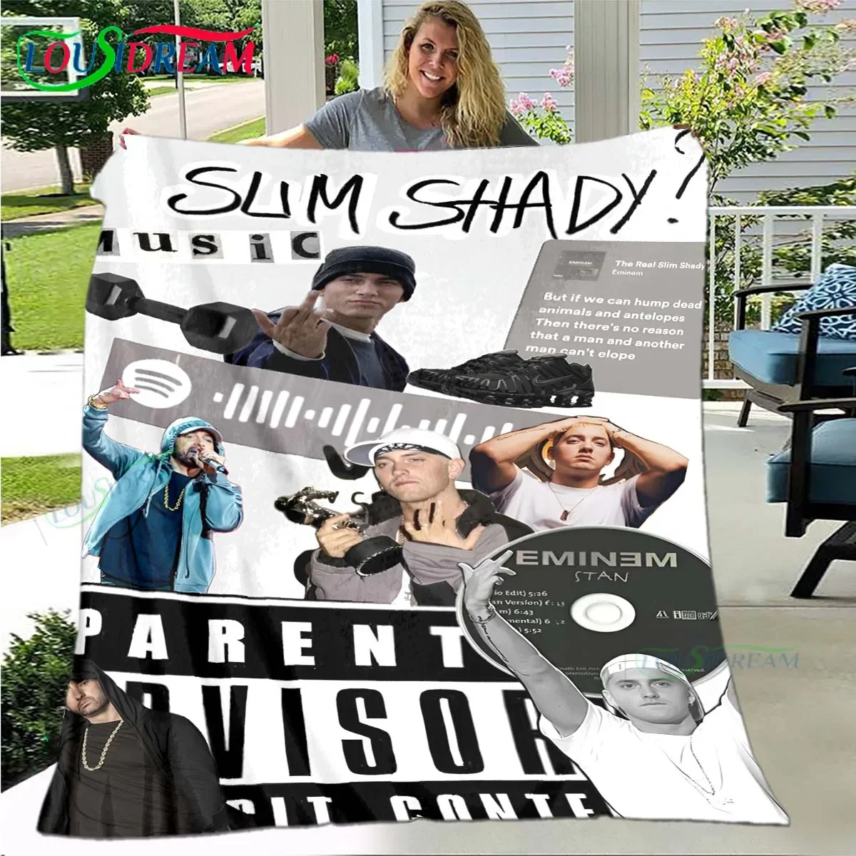 Pop Singer E-Eminem Blanket Flannel Throw for Home Bedroom Bed Sofa Picnic Office Hiking Leisure Nap Birthday Gift