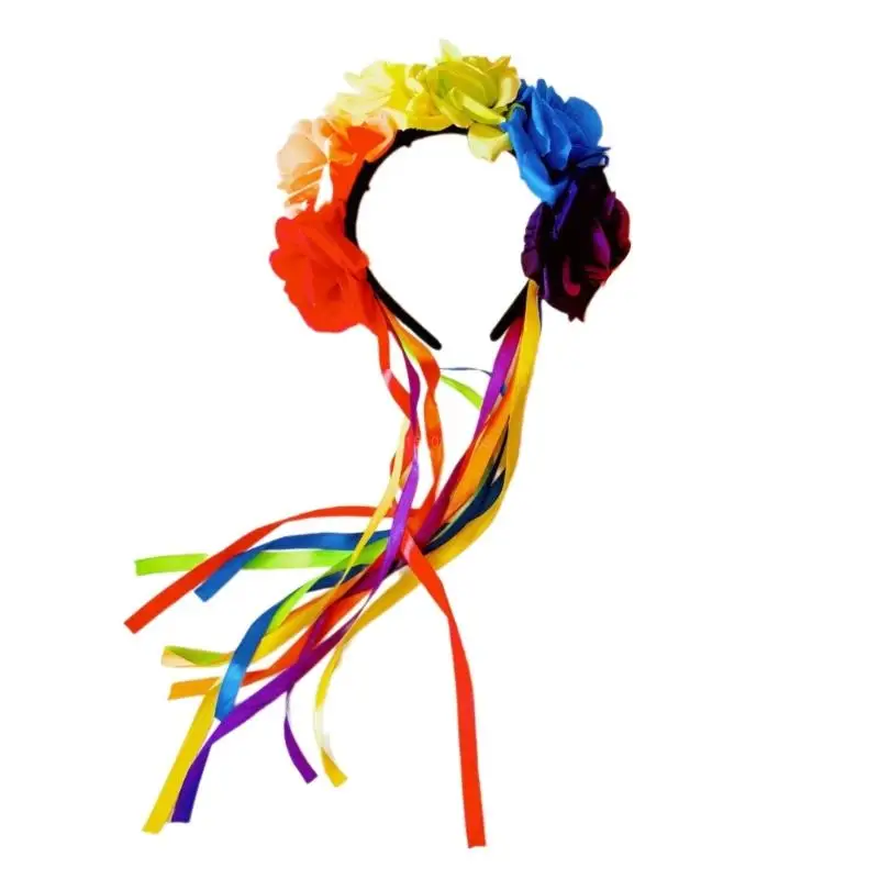 Праздничная лента для волос с разноцветной розой и лентой детей взрослых X4YC