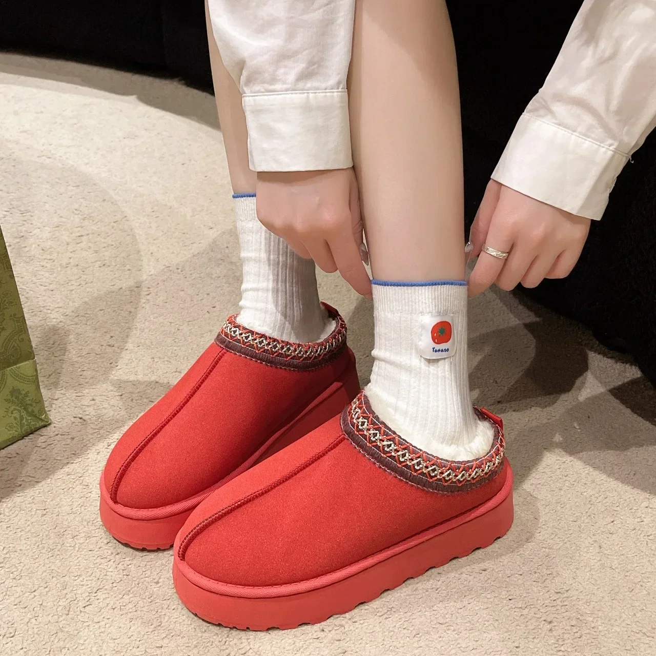 Зимние тапочки на платформе ультра мини-женские зимние сапоги меху классические
