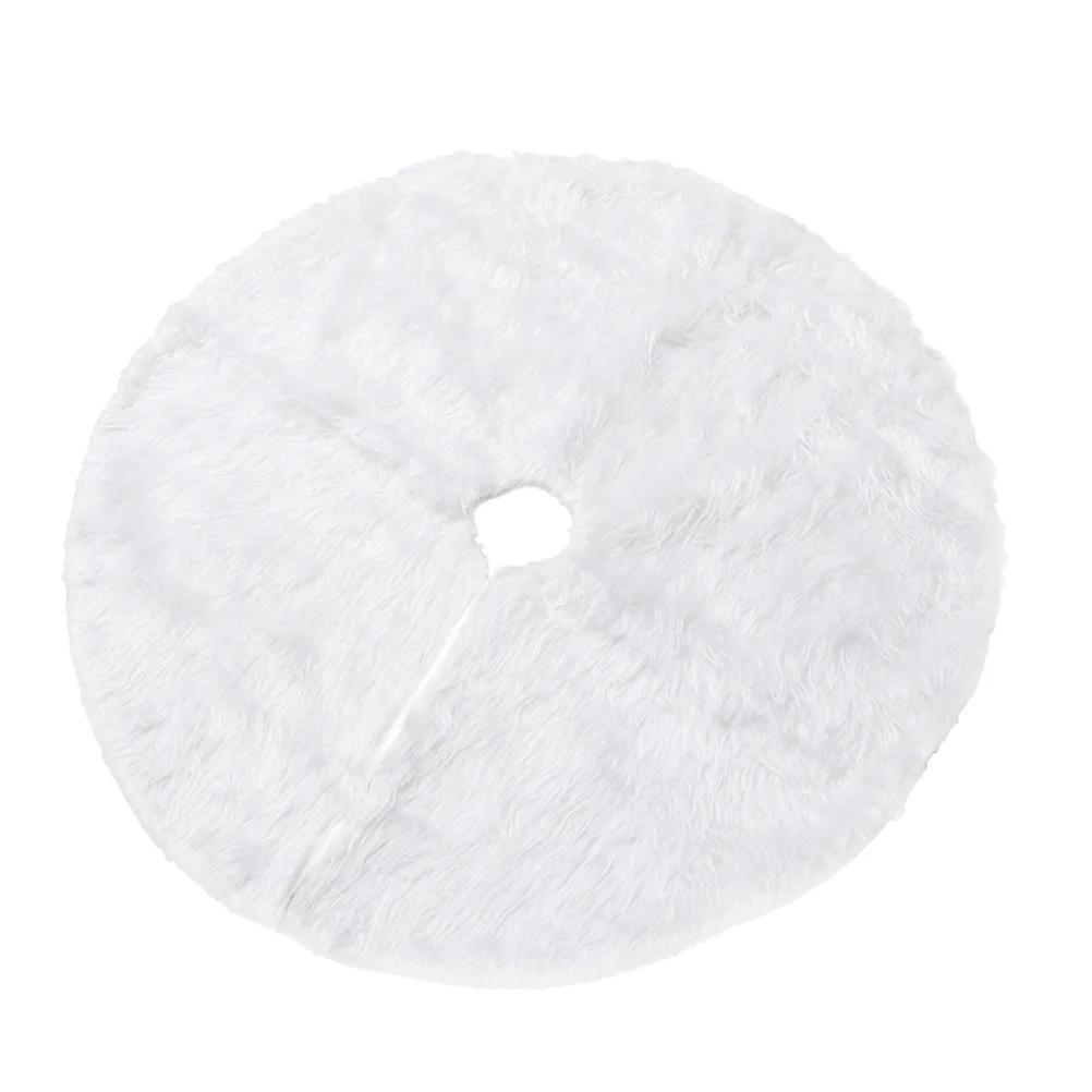 

Tree Skirt Christmas Xmas Fur Skirts Cover Decorations White Base Mat Faux Holiday Carpet Merry Round Fluffy Decor Dress Plush