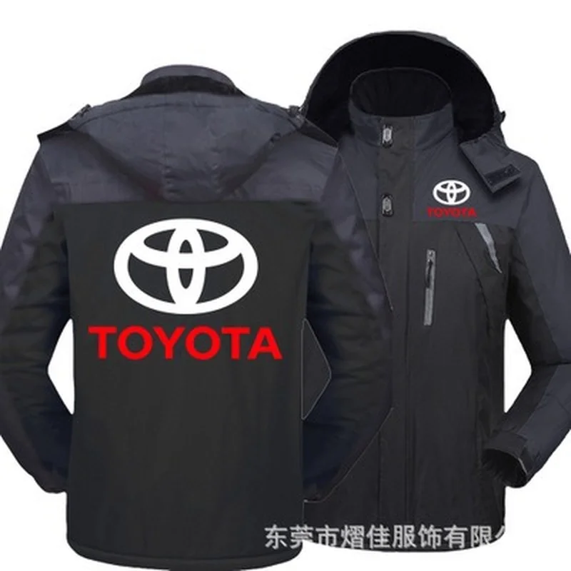 

Toyota Logo Winter Jacket Men Thick Velvet Warm Coat Male Windproof Hooded Outwear Casual Mountaineering Overcoat