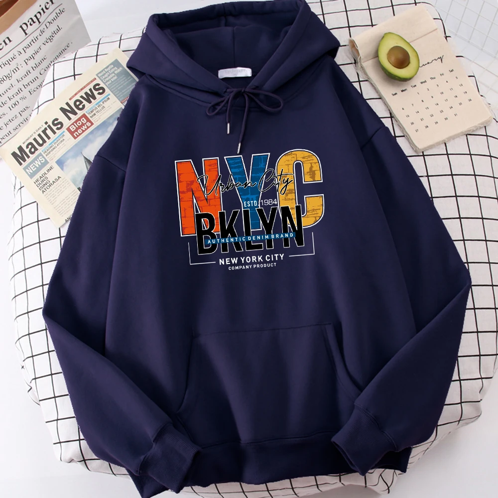 Мужская толстовка с капюшоном New York City Bklyn уличная повседневная свободная осенний