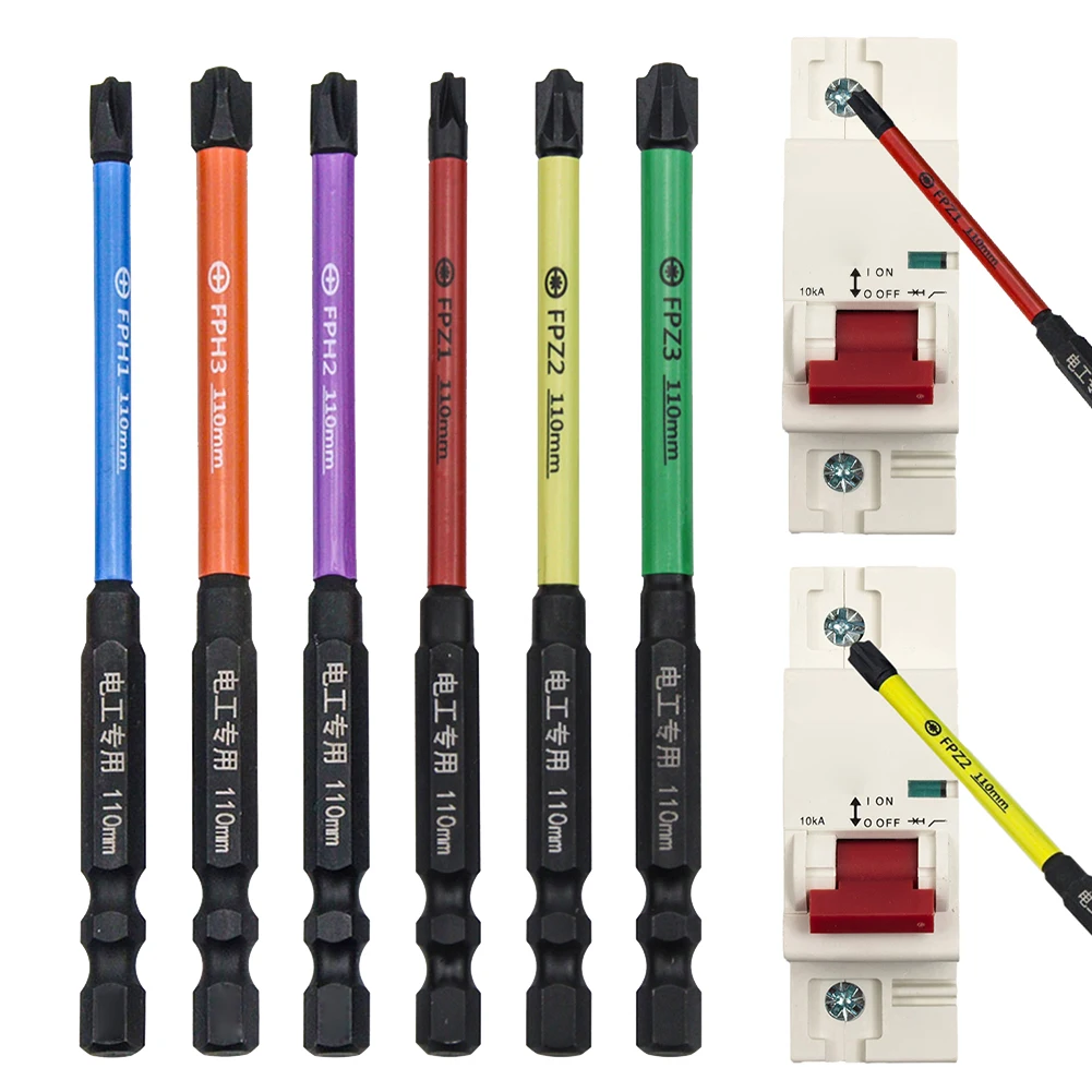 

6pcs 110mm Magnetic Special Slotted Cross Screwdriver Bit For Electrician FPHFPZ Bit Batch Head Nutdrivers FPH2 Hand Tools