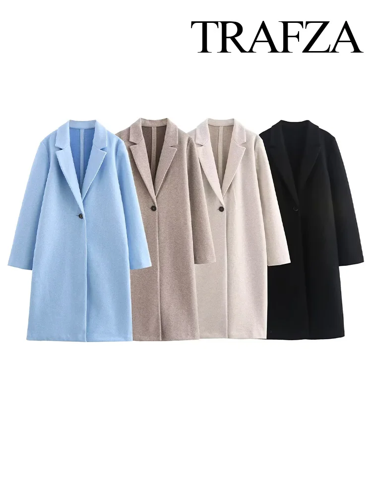 TRAFZA женское однотонное 4-цветное пальто модное однобортное дизайнерское с