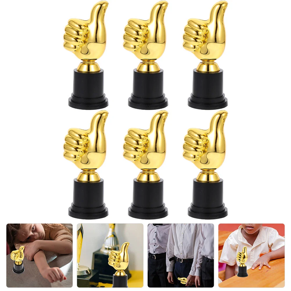 

6 Pcs Thumb Kids Awesome Trophy Child Mini Trophies Thumbs Sculpture Plastic Cup Sports