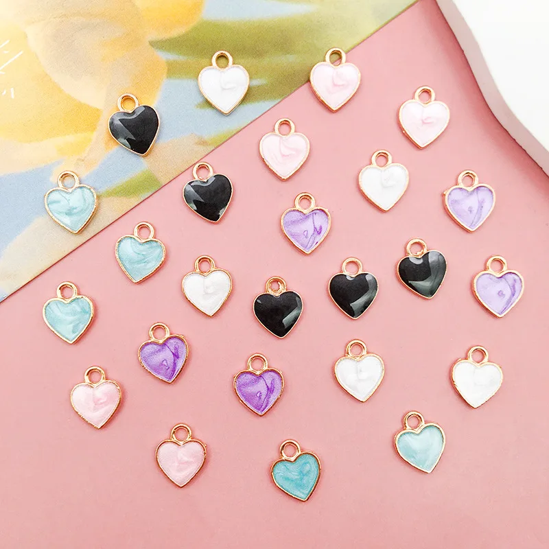 25pcs 9x12mm Peach Heart Charm Love Heart Shape Pendants for Jewelry Making Bracelet Diy Earrings Supplies Hand Made Accessories