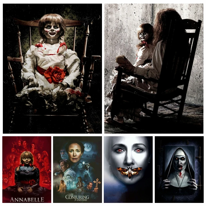 Horror Annabelle Devil Doll Diamond Mosaic Painting AB Drills Halloween The Conjuring Universe Movie Cross Stitch Home Decor