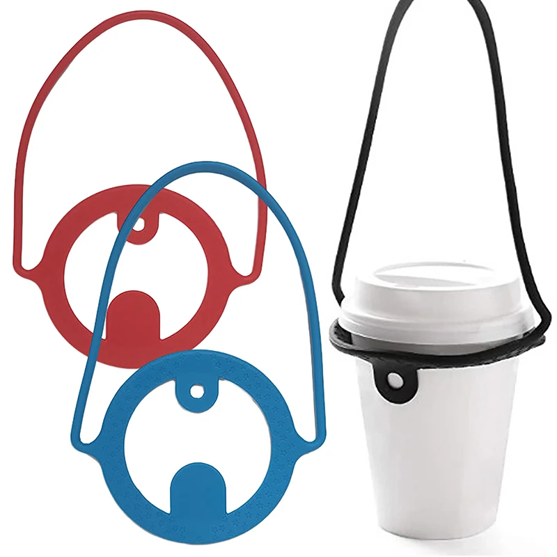 1pc Portable Coffee Cup Carry Straps Reusable Cups Cover Silicone Hands Free Water Bottle Sling Tumbler Carrier Holder
