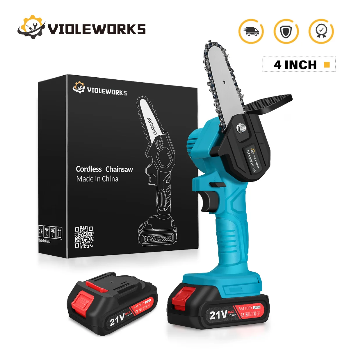 Мини-пила цепная беспроводная, 4 дюйма, 21 в, 18 в