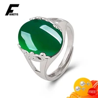 retro 925 silver jewelry ring oval shape emerald ruby gemstone open finger rings for women wedding engagement party accessories