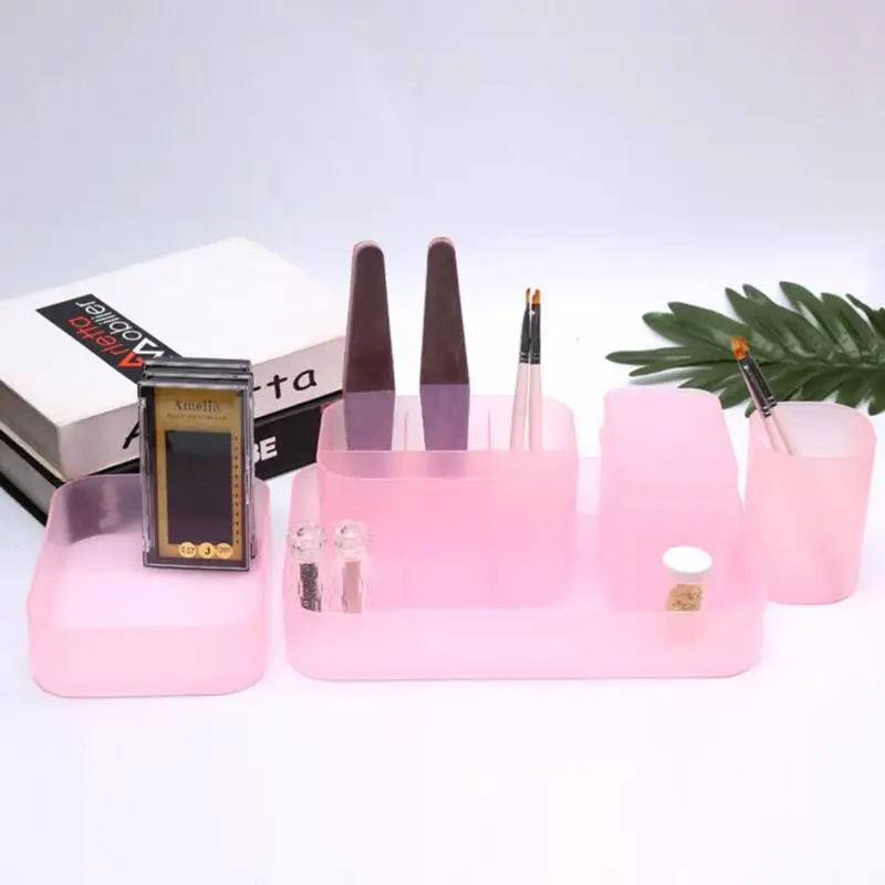 

Портативный ящик для хранения с двумя ячейками, органайзер для инструментов для дизайна ногтей, органайзер для ватных дисков, косметически...