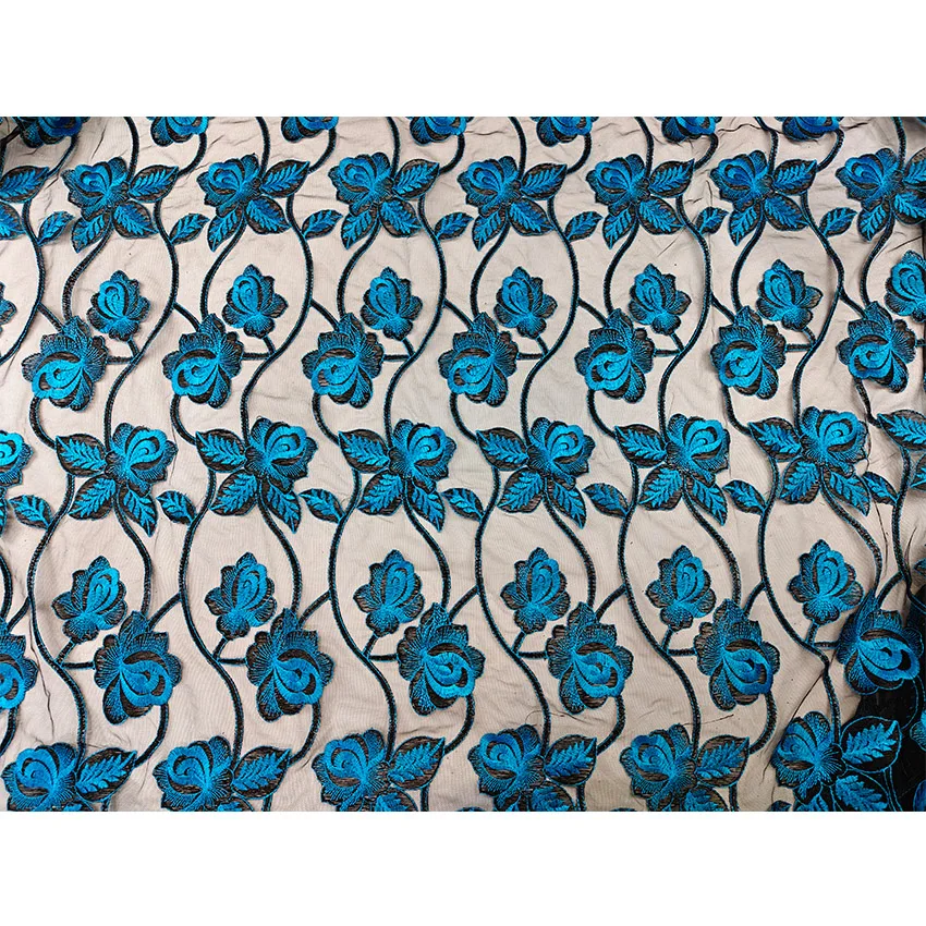 Синяя кружевная сетчатая ткань Kingtrend