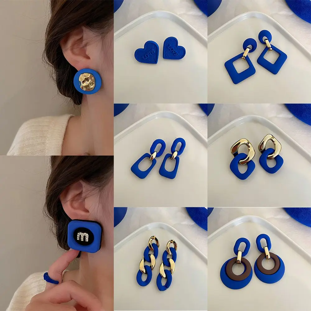 

Korean Trendy Chain Earrings 2022 New Earrings For Women Drop Earrings Klein Blue Stud Earrings