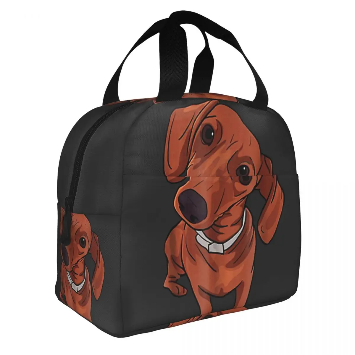Cute Red Dachshund Sausage Dog Lover Gift Lunch Bento Bags Portable Aluminum Foil thickened Thermal Cloth Lunch Bag