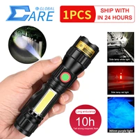 t6 cob 365nm uv lights portable camping flashlight usb rechargeable zoom torch 350lm 7 modes outdoor hiking emergency lamp