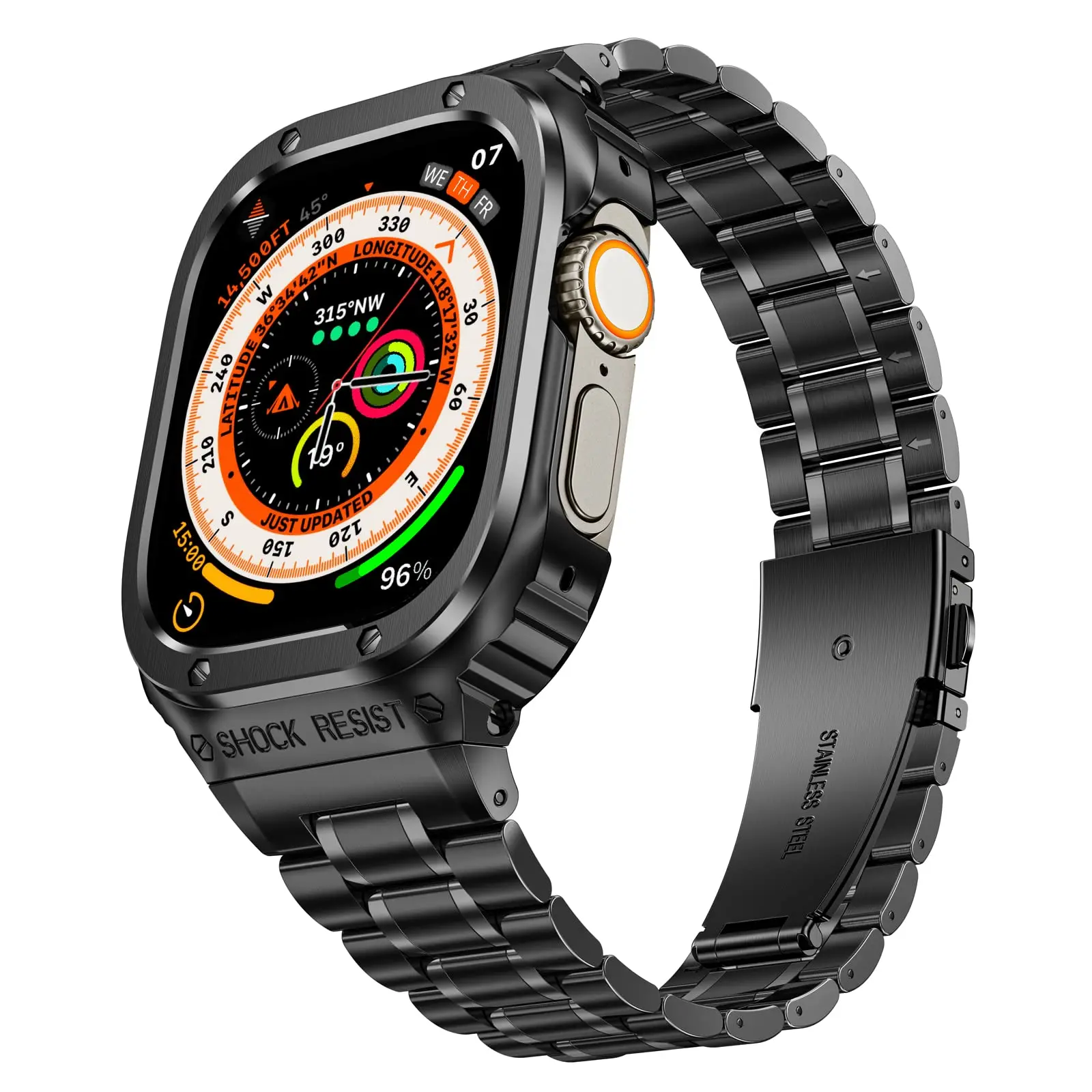 

Роскошный ремешок и чехол-бампер для Apple Watch Ultra 49 мм Band 45 мм 44 мм из нержавеющей стали iWatch Series 4 5 SE 6 7 8