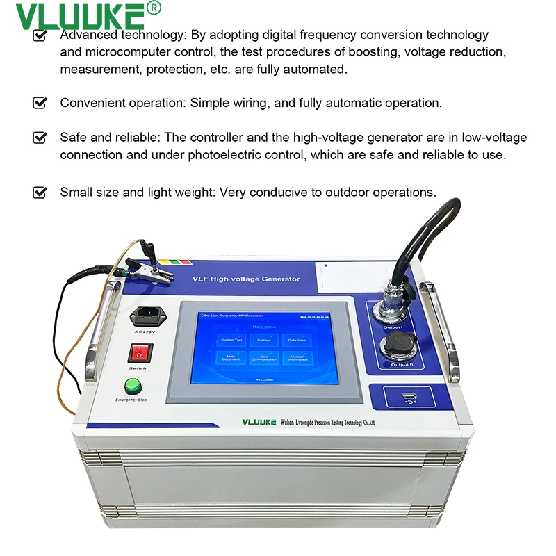 Фото VLUUKE 60/80KV VLF Hipot Tester IEC Стандартное совместимость 0,1 Гц Очень низкочастотный генератор высокого напряжения для кабеля XLPE №3