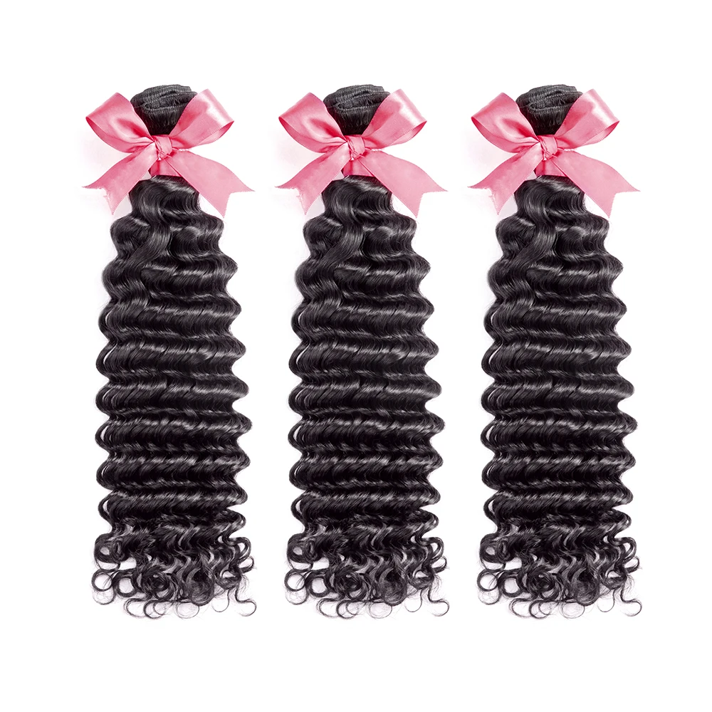 

Brazilian Hair Deep Wave Bundles Curly Human Hair Bundles Remy Hair Extension Bundle Weft For Black Women 3 Bundles