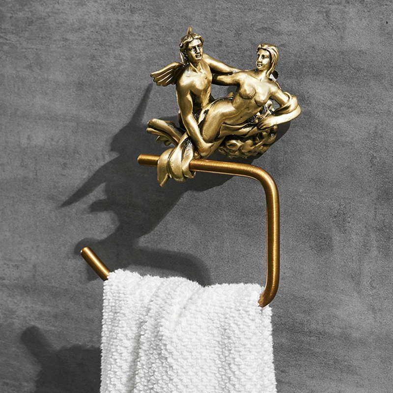 

Shower Room Romantic Series Bronze Bathroom Towel rack Wall Mounted Brush Towel Ring Bathroom Accessories Bath Hardware MB-0816B