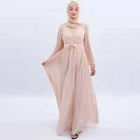 chiffon ramadan muslim dress abaya dubai for women caftan marocain kaftan islam eid mubarak robe dress summer long sleeve dress