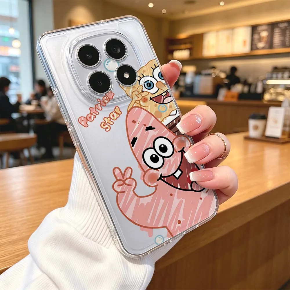 Фото Мультяшный милый чехол с Спанч Бобом для Xiaomi POCO X7 X6 X5 F7 F6 F5 F4 M8 M6 C85 C71 Pro, прозрачный защитный чехол для телефона. №5