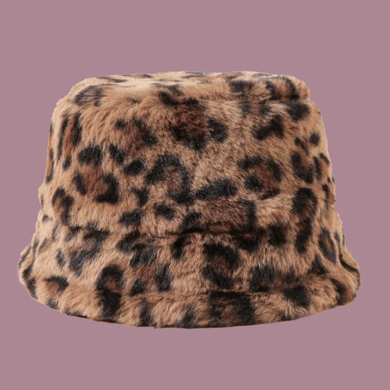 

Autumn And Winter Fur Leopard Monochrome Hat Children Korean Children Bucket Hat Fisherman Baby Hat Plush Bucket Hat